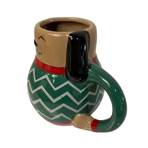 Collectible Christmas Dog Puppy Coffee Mug Green Sweater Red Scarf 5" x 2 1/2" - Picture 8 of 8